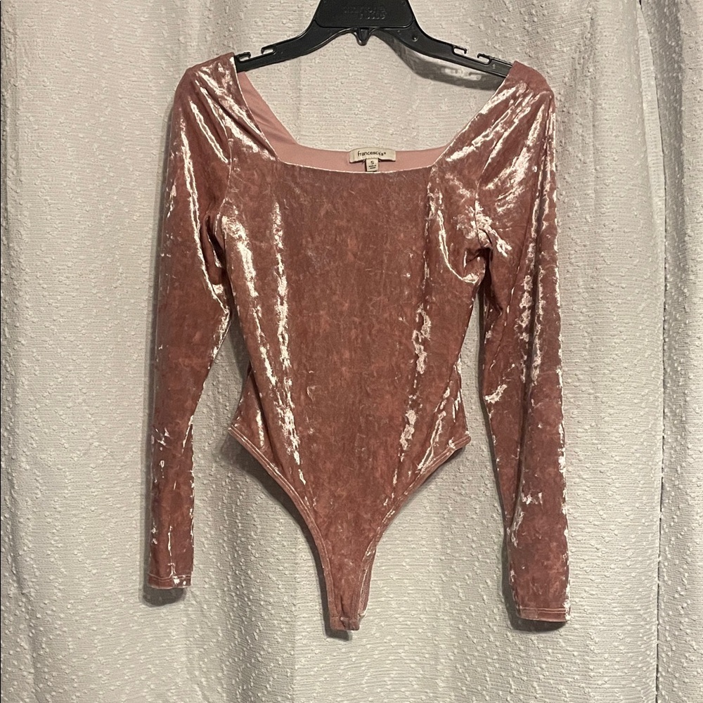 Francesca's Collections Blush Velvet Bodysuit